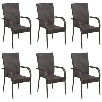 Set Mobili da Pranzo Giardino 7 pz in Polyrattan Marrone