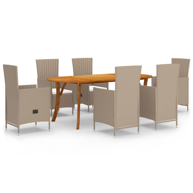 Set Mobili da Pranzo per Giardino 7 pz Beige