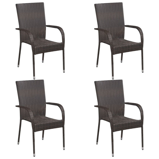 Set Mobili da Pranzo Giardino 5 pz in Polyrattan Marrone