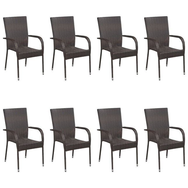 Set Mobili da Pranzo Giardino 9 pz in Polyrattan Grigio