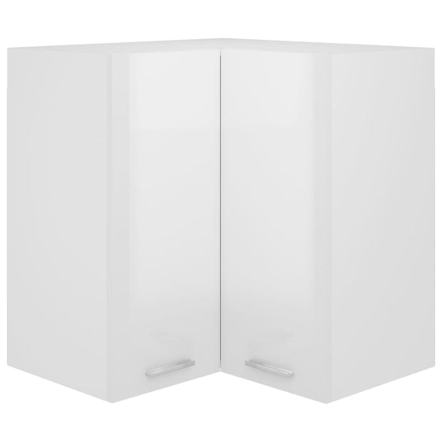 Pensile Angolare Bianco Lucido 57x57x60 cm in Legno Multistrato