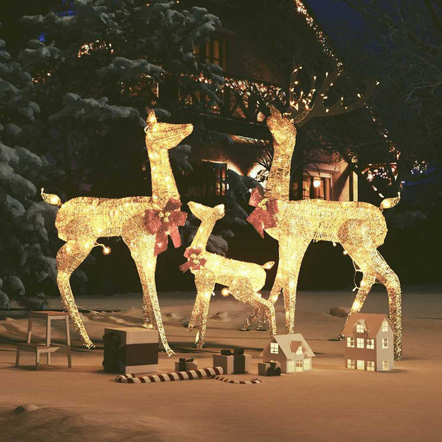 Decorazione Natalizia con Famiglia di Renne Oro 201 LED