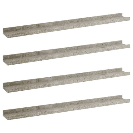 Mensole da Parete 4 pz Grigio Cemento 80x9x3 cm