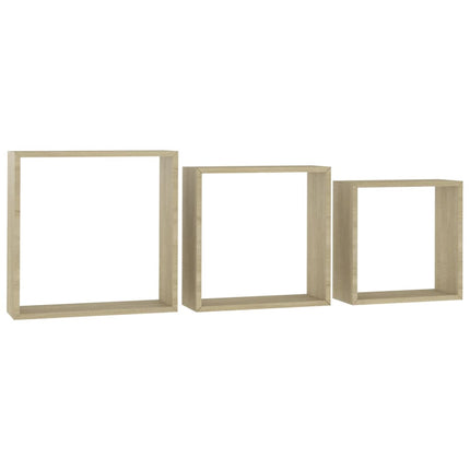 Mensole a Cubo da Parete 3 pz Rovere Sonoma