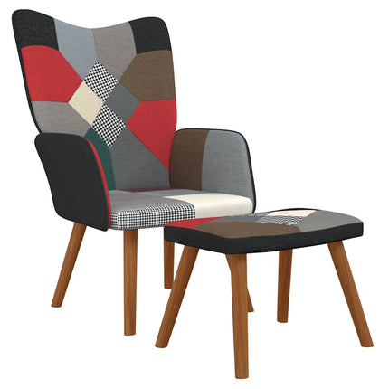 Poltrona Relax con Poggiapiedi in Tessuto Patchwork