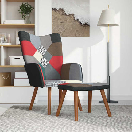 Poltrona Relax con Poggiapiedi in Tessuto Patchwork