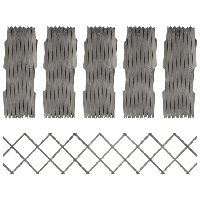 Recinzione a Traliccio 5 pz in Massello Abete Grigio 180x30 cm