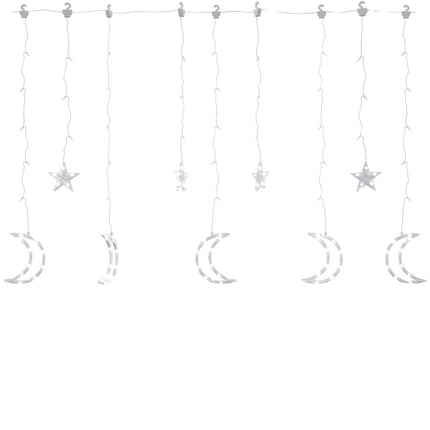 Luci Fatate Stella e Luna con Telecomando 138 LED Bianco Freddo