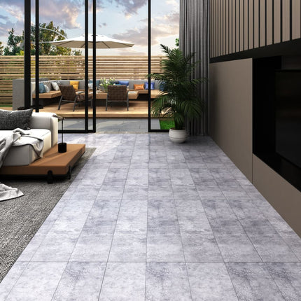 Listoni Pavimento Autoadesivi PVC 5,21mÂ² 2mm Grigio Cemento