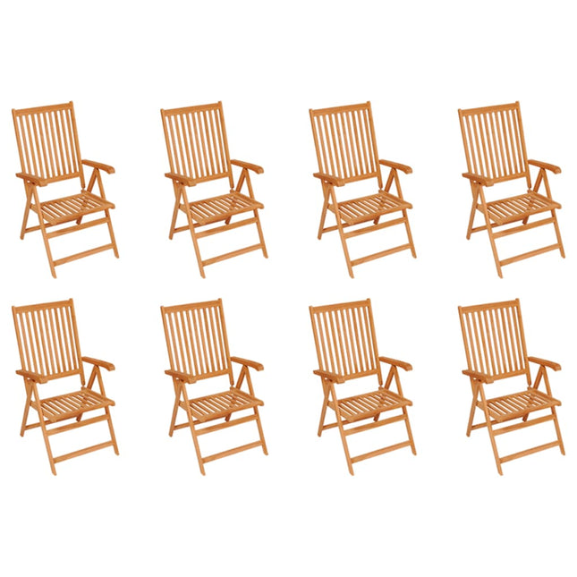 Sedie Reclinabili da Giardino 8 pz in Legno Massello di Teak