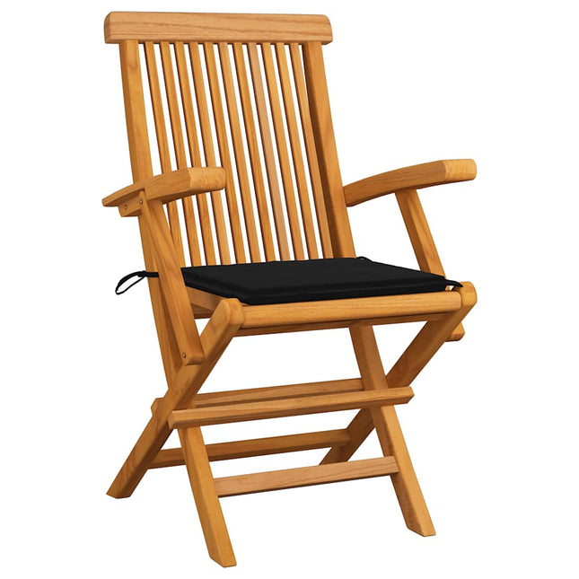 Sedie da Giardino con Cuscini Neri 8 pz Legno Massello di Teak