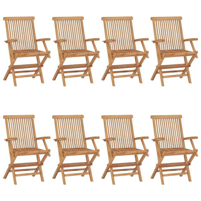 Sedie da Giardino con Cuscini Grigi 8pz Legno Massello di Teak
