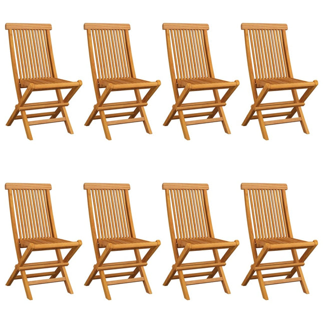 Sedie da Giardino con Cuscini Blu 8 pz in Massello di Teak