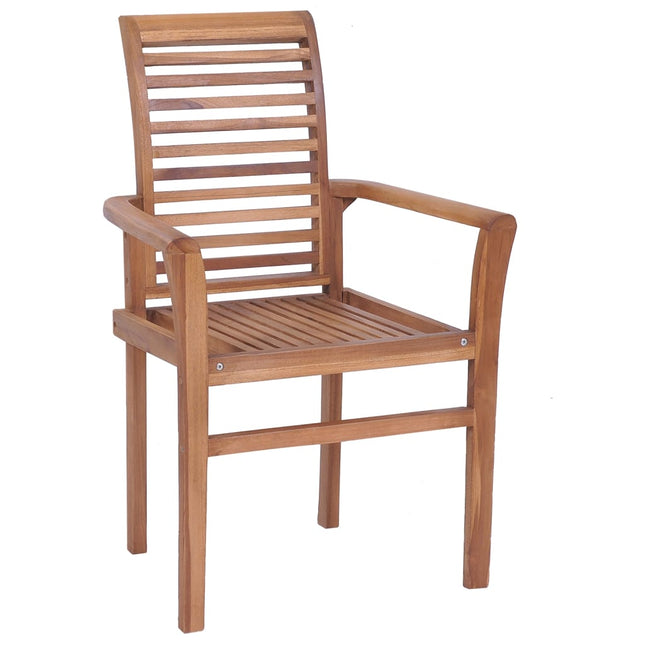 Sedie da Pranzo Impilabili 6 pz con Cuscini in Massello di Teak