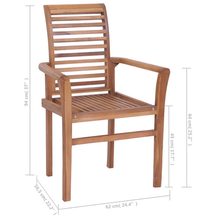 Sedie da Pranzo Impilabili 6 pz con Cuscini in Massello di Teak