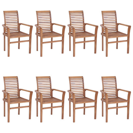 Sedie da Pranzo 8 pz con Cuscini Celesti in Massello di Teak