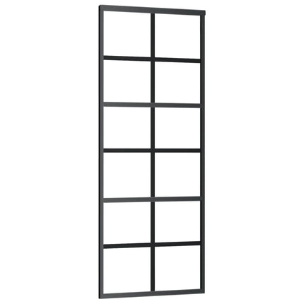 Porta Scorrevole in Vetro ESG e Alluminio 76x205 cm Nera