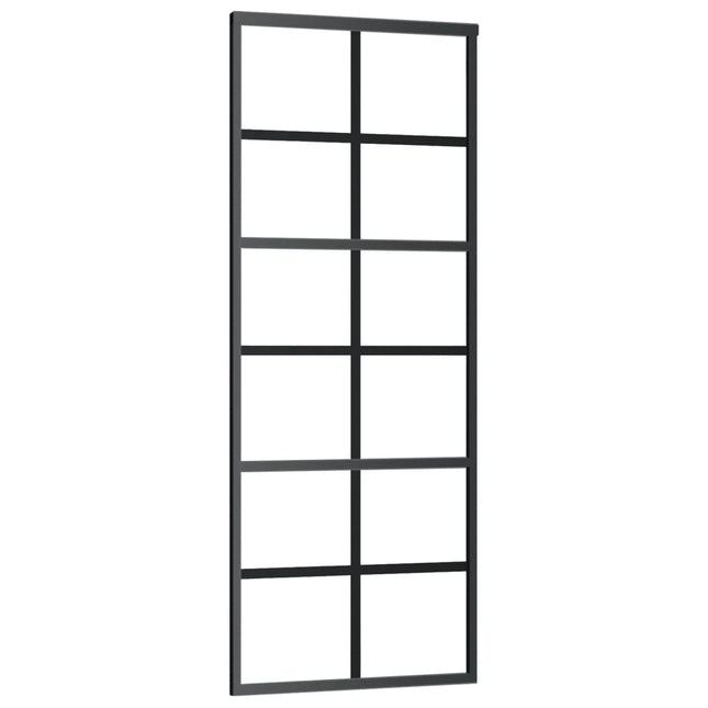 Porta Scorrevole in Vetro ESG e Alluminio 76x205 cm Nera