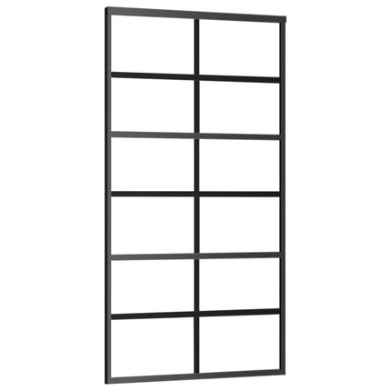 Porta Scorrevole in Vetro ESG e Alluminio 102x205 cm Nera