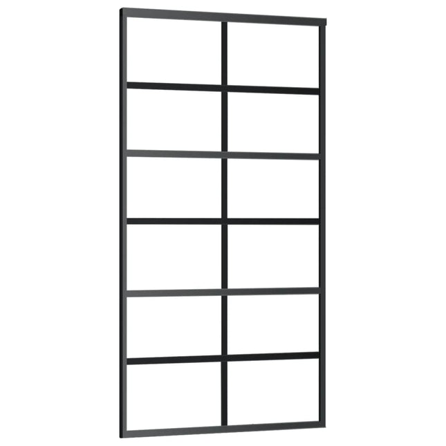 Porta Scorrevole in Vetro ESG e Alluminio 102x205 cm Nera