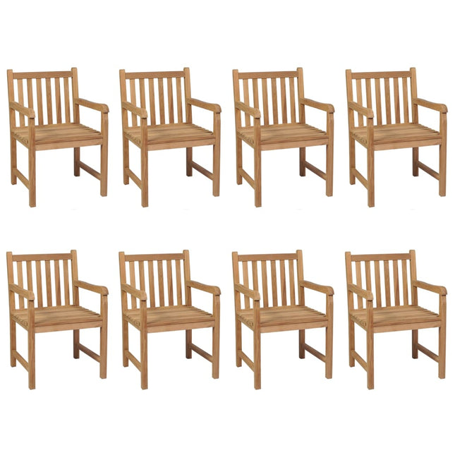 Sedie Giardino 8 pz e Cuscini Bianco Crema in Massello di Teak