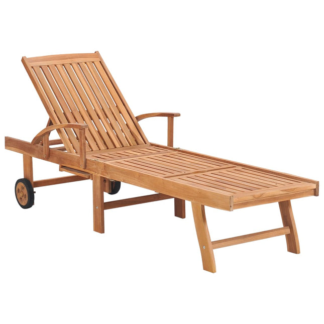 Lettini Prendisole 2 pz con Cuscino Verde Brillante in Teak