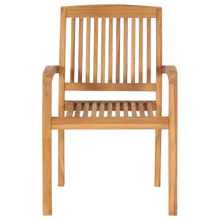 Sedie da Giardino Impilabili 4 pz in Legno Massello di Teak