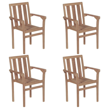Sedie da Giardino Impilabili 4 pz in Legno Massello di Teak