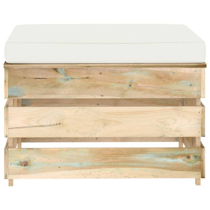 Ottomana Modulare con Cuscino in Legno Impregnato Verde
