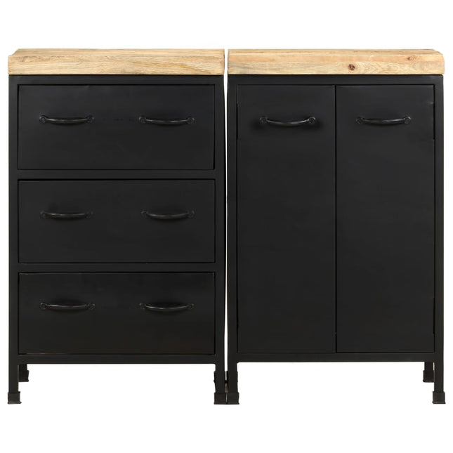 Credenza con 3 Cassetti e 2 Ante in Massello di Mango Grezzo