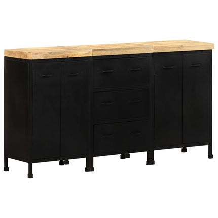 Credenza con 3 Cassetti e 4 Ante in Massello di Mango Grezzo