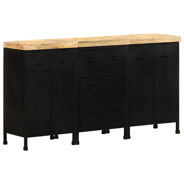 Credenza con 3 Cassetti e 4 Ante in Massello di Mango Grezzo