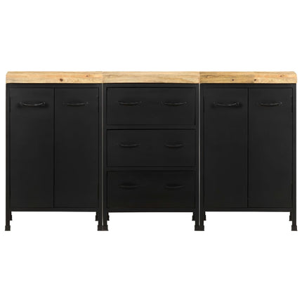 Credenza con 3 Cassetti e 4 Ante in Massello di Mango Grezzo