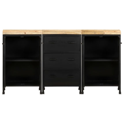Credenza con 3 Cassetti e 4 Ante in Massello di Mango Grezzo
