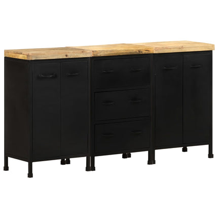 Credenza con 3 Cassetti e 4 Ante in Massello di Mango Grezzo