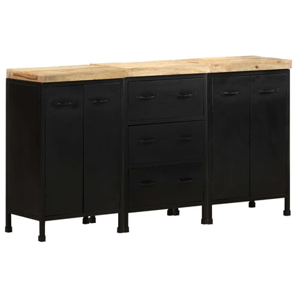 Credenza con 3 Cassetti e 4 Ante in Massello di Mango Grezzo
