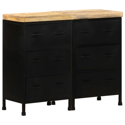 Credenza con 6 Cassetti in Legno di Mango Grezzo