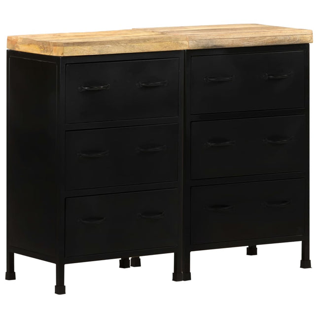 Credenza con 6 Cassetti in Legno di Mango Grezzo