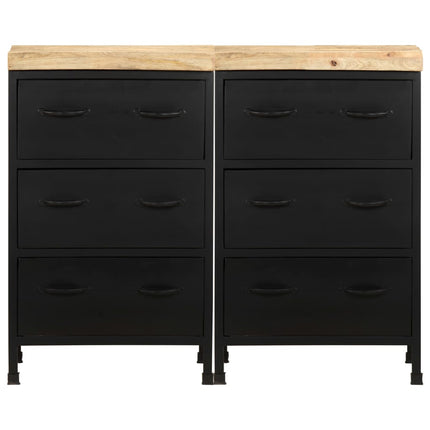 Credenza con 6 Cassetti in Legno di Mango Grezzo