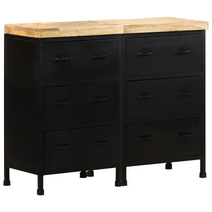 Credenza con 6 Cassetti in Legno di Mango Grezzo