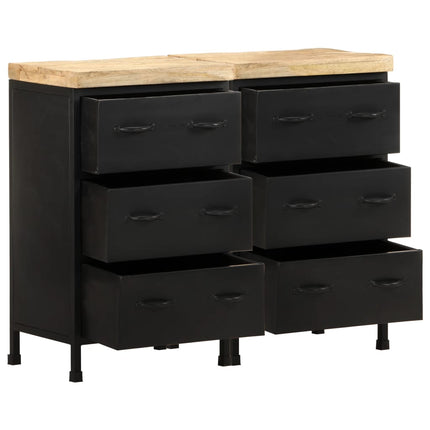 Credenza con 6 Cassetti in Legno di Mango Grezzo