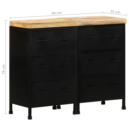 Credenza con 6 Cassetti in Legno di Mango Grezzo