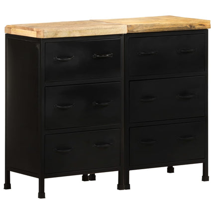 Credenza con 6 Cassetti in Legno di Mango Grezzo