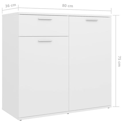 Credenza Bianca 160x36x75 cm in Legno Multistrato