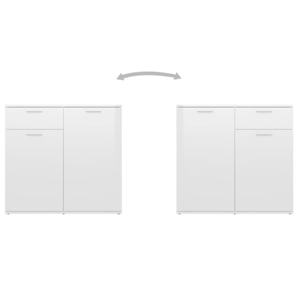 Credenza Bianco Lucido 160x36x75 cm in Legno Multistrato