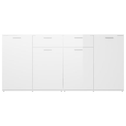 Credenza Bianco Lucido 160x36x75 cm in Legno Multistrato