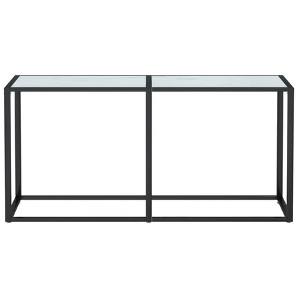 Tavolo Consolle Bianco Marmo 160x35x75,5 cm in Vetro Temperato