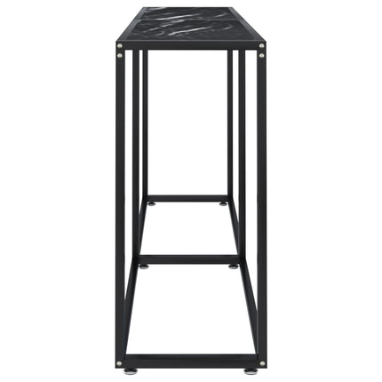 Tavolo Consolle Nero Marmo 160x35x75,5 cm in Vetro Temperato