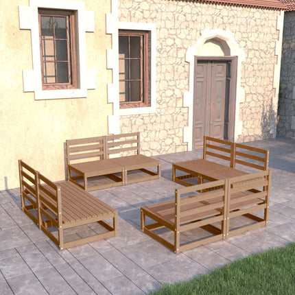 Set Salotto da Giardino 8pz Marrone Ambra Legno Massello Pino
