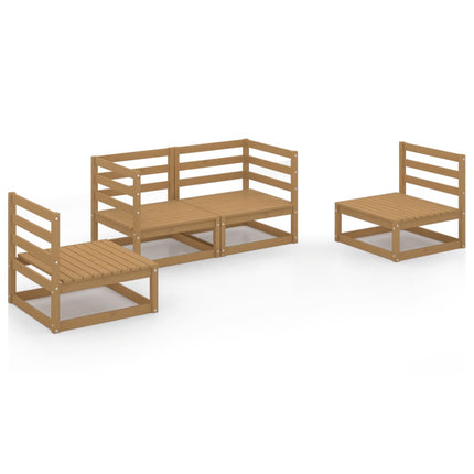Set Salotto da Giardino 4pz Marrone Ambra Legno Massello Pino